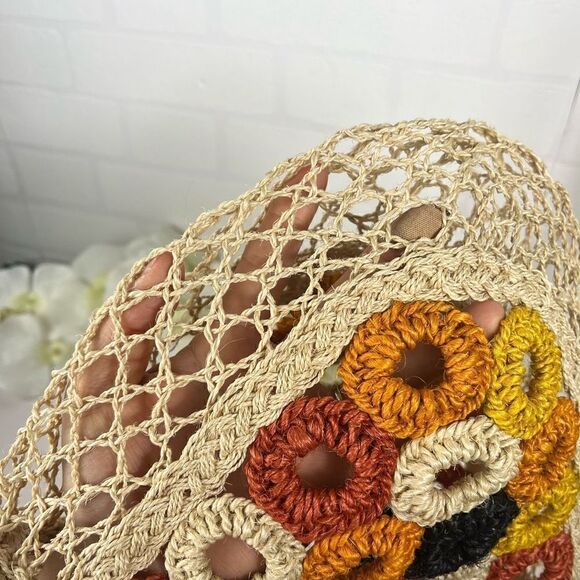 Straw woven beach handbag 14x10 inch - Picture 7 of 11